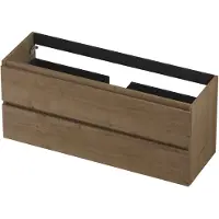Ink Onderkast 120x40cm - Greeploos - 2 Lades - Fineer Ash Grey - Badkamermeubels, Wastafelonderkasten - 8718835103705