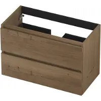 Ink Onderkast 80x40cm - Greeploos - 2 Lades - Fineer Ash Grey - Badkamermeubels, Wastafelonderkasten - 8718835103620