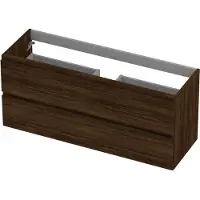 Ink Onderkast 120x40cm - Greeploos - 2 Lades - Koper Eiken - Badkamermeubels, Wastafelonderkasten - 8718835050320