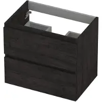 Ink Onderkast 60x40cm - Greeploos - 2 Lades - Houtskool Eiken - Badkamermeubels, Wastafelonderkasten - 8718835043506