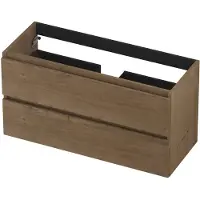 Ink Onderkast 100x40cm - Greeploos - 2 Lades - Fineer Ash Grey - Badkamermeubels, Wastafelonderkasten - 8718835103668