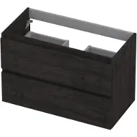 Ink Onderkast 80x40cm - Greeploos - 2 Lades - Houtskool Eiken - Badkamermeubels, Wastafelonderkasten - 8718835043544
