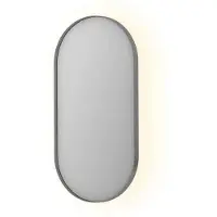 Ink SP21 Spiegel Ovaal In Kader 40x80cm Indirecte LED - Geborsteld RVS - Glas - Ovaal - Spiegels, Badkamerspiegels - 8718835159665