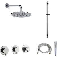 BLUE LABEL Brondby Inbouw Doucheset 3-weg - Chroom - Staafhanddouche - Plafondbuis 10cm - Glijstang - Messing - Kranen, Douchekranen, Douchesets, - Kranen, Douchekranen, Douchesets, Inbouw douchesets