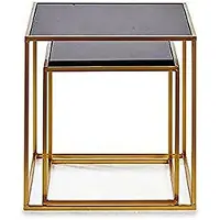 Gift Decor Set van 2 decoratieve tafels in zwart en goud - 50 x 50 x 50 cm