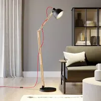 Lamkur Vloerlamp Skansen, hout licht, Woon-/ Eetkamer, Hout, Industrieel design, vloerlamp hout