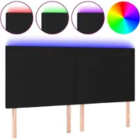 vidaXL Hoofdbord LED 160x5x118/128 cm stof zwart