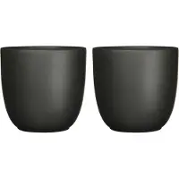 Mica Decorations Plantenpot/bloempot Tusca - 2x - Donkergroen - keramiek - mat - D25/H23 cm