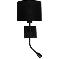 Artdelight Wandlamp Quad Zwart USB Kap Zwart 20cm Ø