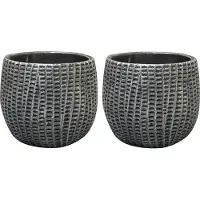 Ter Steege Bloempot/plantenpot - 4x - binnen - zwart/metaal - D15/H13 cm