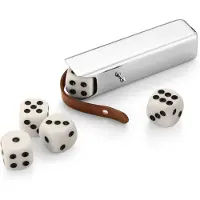 Georg Jensen Sky Dice Case Spel Bakje Met Dobbelstenen / Leer - Spelletjes Roestvrijstaal Roestvrij staal - 10019309