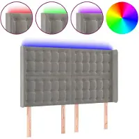 vidaXL Hoofdbord LED 147x16x118/128 cm fluweel lichtgrijs