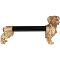 Clayre & Eef Keukenrolhouder Hond 46x15x23 cm Goudkleurig Zwart Kunststof Ijzer Rollenhouder Goudkleurig Rollenhouder
