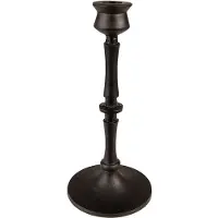 Clayre & Eef Kandelaar 23 cm Zwart Aluminium Kaarsenstandaard Zwart Kaarsenstandaard