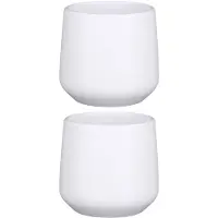 Mica Decorations 2x stuks bloempot mat wit keramiek voor kamerplant H13.5 x D14 cm - Plantenpotten