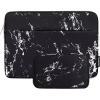 Canvasartisan Laptop Sleeve 14 inch Marmer Zwart + Accessoires Etui | Zwart - Marmer