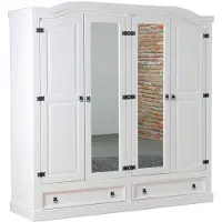 Ebuy24 New Mexico 4-deurs kledingkast wit met spiegel.