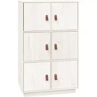 vidaXL Hoge kast 67x40x108,5 cm massief grenenhout wit