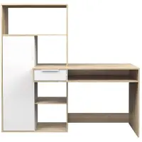 Ebuy24 Fula bureau 1 lade en 1 deur eiken decor en wit.