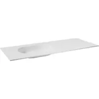 Balmani Tablo Oval asymmetrisch linkse wastafel mat witte Solid Surface 135 x 55 cm