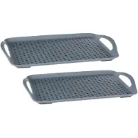 Secret De Gourmet 2x stuks dienbladen/serveerbladen antislip rechthoekig 45 x 32 cm grijs - Dienbladen