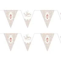 Witbaard 3x stuks suikerfeest/offerfeest versiering metallic vlaggenlijnen wit/rose goud 6 meter - Vlaggenlijnen