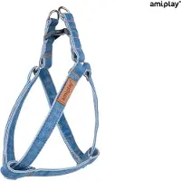 Amiplay Prestige Harnas / Hondentuigje - Denim - Blauw - S - Hals- en borstomtrek: 20 - 35 cm (GELIEVE ALVORENS BESTELLEN OPMETEN)