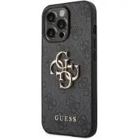 GUESS 4G Metal Logo Backcover voor de Apple iPhone 14 Pro - Grijs