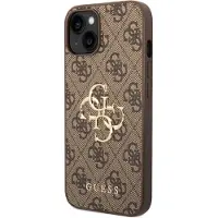 GUESS 4G Metal Logo Backcover voor de Apple iPhone 14 - Bruin