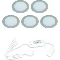 Hera LED 24V Inbouw set FR-68 5 Spots kleur Rvs-Look