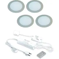 Hera LED 24V Inbouw set FR-68 4-Spots +Dimmer kleur Rvs-Look