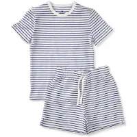 Little label gestreepte shortama van katoen blauw/wit Jongens Stretchkatoen Ronde hals - maat 146