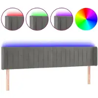 vidaXL Hoofdbord LED 163x16x78/88 cm fluweel donkergrijs