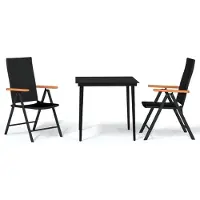 vidaXL 3-delige tuinset, zwart