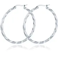 Cilla Jewels Dames Oorbellen Ringen Zilver kleurig Gedraaid Edelstaal- 50mm