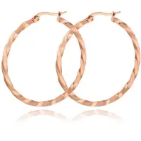 Cilla Jewels Dames Oorbellen Ringen Rose kleurig Gedraaid Edelstaal - 40mm