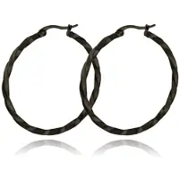Cilla Jewels Dames Oorbellen Ringen Zwart Gedraaid Edelstaal - 40mm