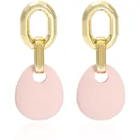 LGT JWLS Oorbellen Hanger met Roze steen en Goudkleurige Metaallegering