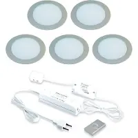 Hera LED 24V Inbouw set FR-68 5 Spots +Dimmer kleur Rvs-Look