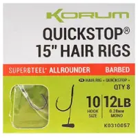 Korum Supersteel Allrounder Big Fish Quickstop Hair Rigs 4 Barbed (8 pcs) - Maat : Haak 10 - 0.28mm