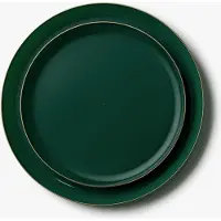 Decorline - 20 Premium herbruikbaar plastic feestservies set -Groen met Gouden rand-Edge Collectie