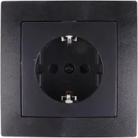 Benson Stijlvolle inbouw wandcontactdoos met randaarde - zwart - 81 x 81 x 40 mm