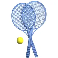 Benson Tennis set - plastic rackets - soft bal - 3-delig - blauw/geel - 2 personen
