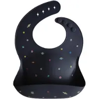 Mushie Siliconen slabbetje Planet s donkerblauw