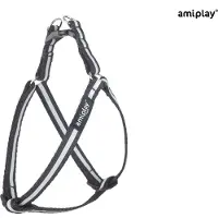 Amiplay Harnas verstelbaar Shine zwart maat-XL / 50-95x2,5cm