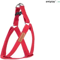 Amiplay Harnas verstelbaar Cotton rood maat-S / 20-35x1,5cm