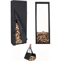 Lendo Online Brandhoutrek met Hoes 50x25x148 cm Zwart