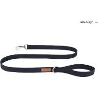Amiplay Leiband Cotton zwart maat-S / 140x1,5cm met poepzakhouderring.