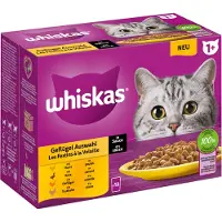 Whiskas 12x85g 1+ Adult Gevogelte-selectie in Saus Kattenvoer Maaltijdzakjes