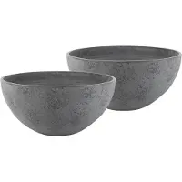 Ter Steege Bloempot/plantenpot schaal - 2x stuks - kunststof - donkergrijs - D35 x H17 cm